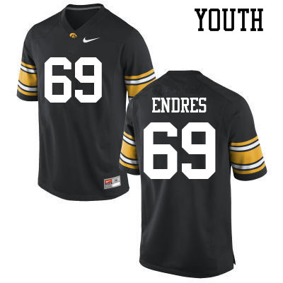 Youth #69 Tyler Endres Iowa Hawkeyes College Football Jerseys Sale-Black